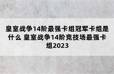 皇室战争14阶最强卡组冠军卡组是什么 皇室战争14阶竞技场最强卡组2023